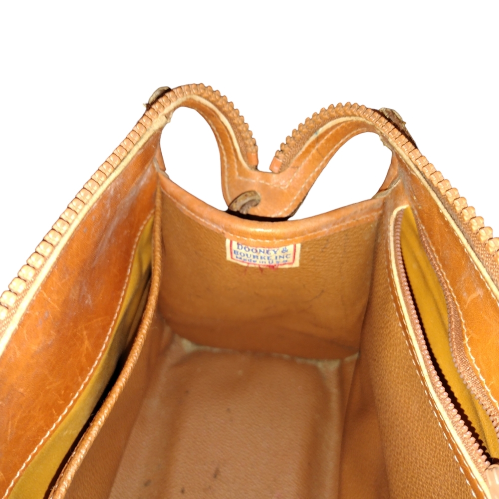 Vintage 1995 Dooney & Bourke Cream/Brown Pebble Leather Handbag Satchel - Picture 14 of 15
